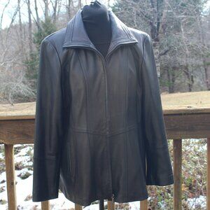Vintage Jones New York Buttery soft Black Leather Zip Up Jacket Sz XL